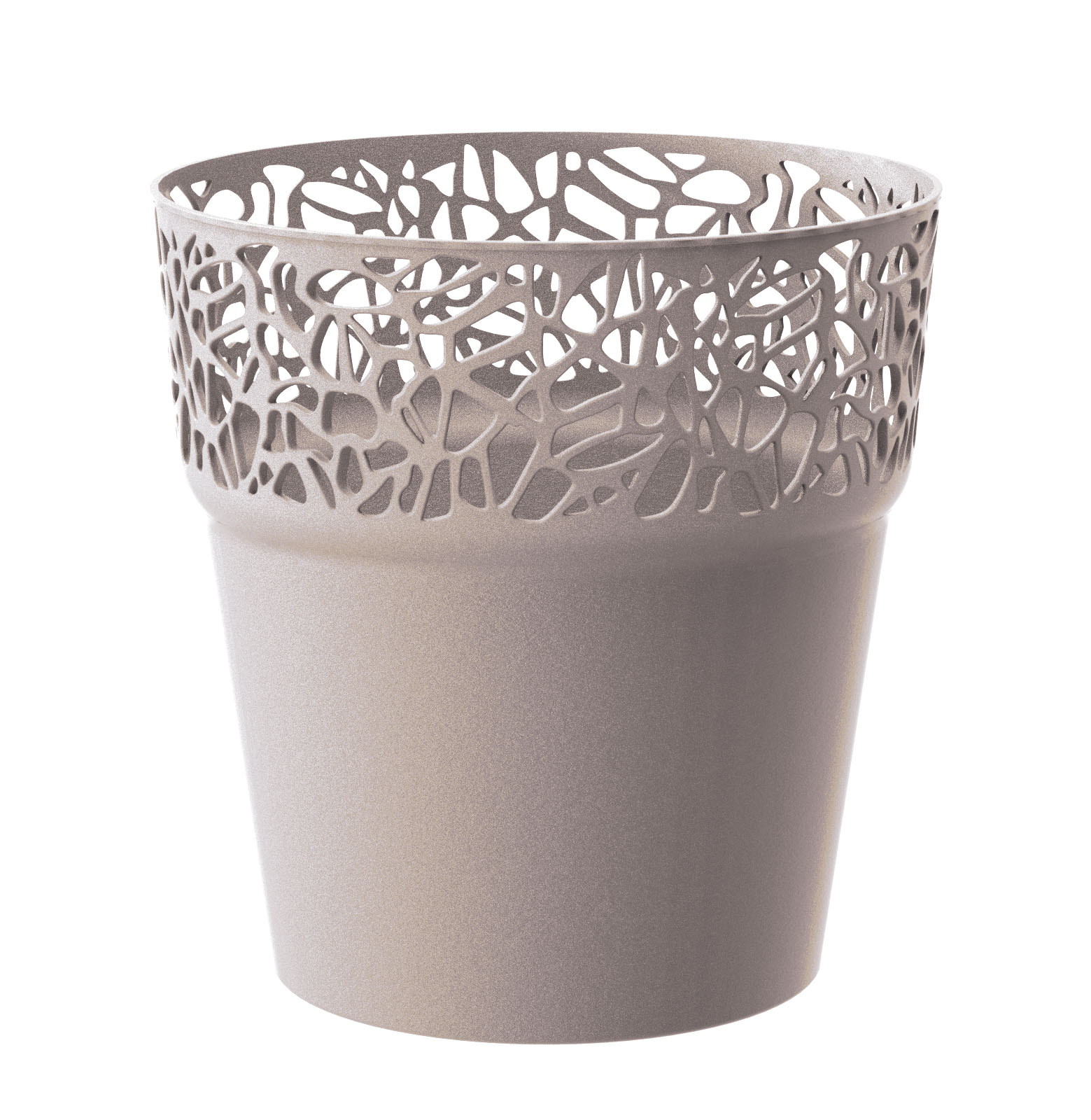 Osłonka z koronkowym wykończeniem, ażurowa Naturo - 12 cm - mocca