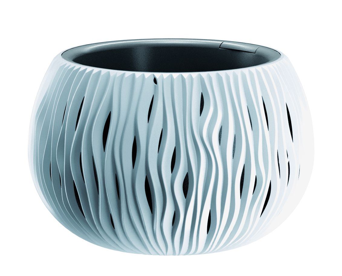 Doniczka okrągła + wkład Sandy Bowl - 29 cm - biały