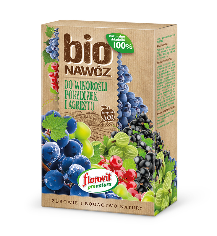 BIO Nawóz do winorośli, porzeczek i agrestu - do upraw ekologicznych - Florovit - 800 g