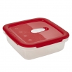 Pojemnik kwadratowy na żywność - 1 litr - Micro-Clip - czerwony