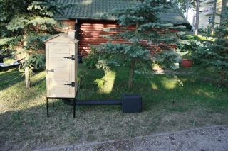 Wędzarnia ogrodowa drewniana Plus - 50 x 50 x 100 cm - surowa - ZESTAW