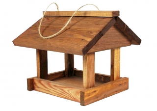 Karmnik dla ptaków - klasyczny do powieszenia - brązowy