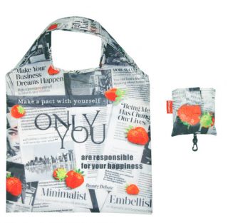 Składana torba na zakupy - 42 x 60 cm - gazeta z truskawkami