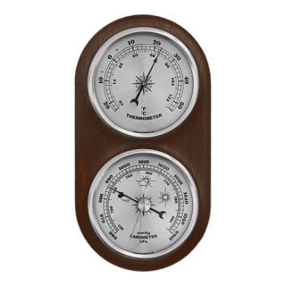 Stacja pogody wisząca - barometr i termometr - brązowa ciemna ze srebrnymi zegarami