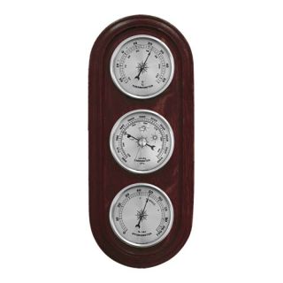 Stacja pogody wisząca - barometr, higrometr i termometr - brązowa ciemna ze srebrnymi zegarami