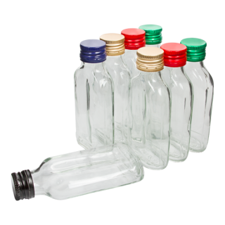 Zestaw butelek na nalewkę z zakrętkami - piersiówka - 100 ml - 8 szt.