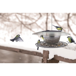 Karmnik dla ptaków z możliwością mocowania na trzonku - Birdyfeed Round - antracyt