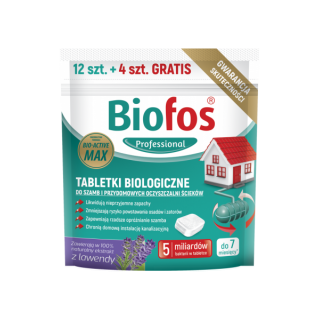 Tabletki biologiczne do szamb i przydomowych oczyszczalni ścieków - saszetka - Biofos - 12 szt. + 4 gratis