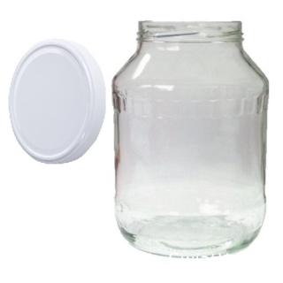 Słój zakręcany szklany, słoik - fi 100 - 2,65 l + zakrętka biała