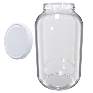 Słój zakręcany szklany, słoik - fi 100 - 4,25 l + zakrętka biała