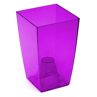 Osłonka kwadratowa wysoka Finezja - 12,5 cm - fioletowa transparentna
