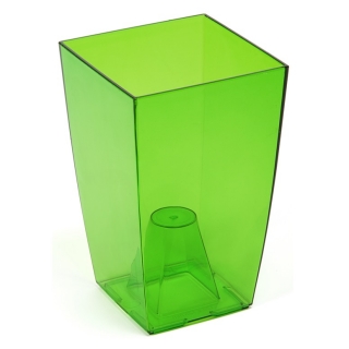 Osłonka kwadratowa wysoka Finezja - 12,5 cm - zielona transparentna