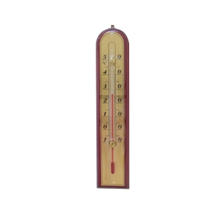 Termometr wewnętrzny drewniany - ze złotą skalą - 43 x 210 mm - mahoń