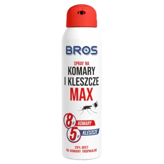 Spray na komary i kleszcze MAX (o zwiększonej ochronie) - BROS - 90 ml