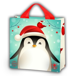 Torba z motywem świątecznym - 26 x 26 x 10 cm - Pingwin