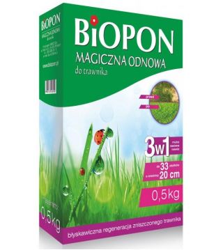 Magiczna odnowa trawnika (na 33 ubytki) - 3 w 1 - Biopon - 0,5 kg