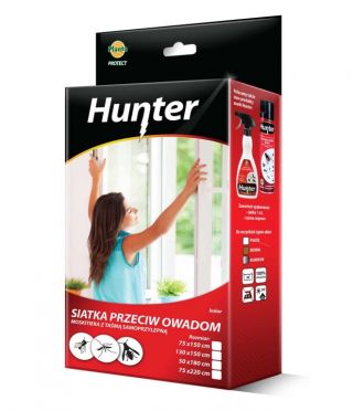Siatka na okno przeciw owadom z taśmą samoprzylepną - szara - 75 x 150 cm - Hunter
