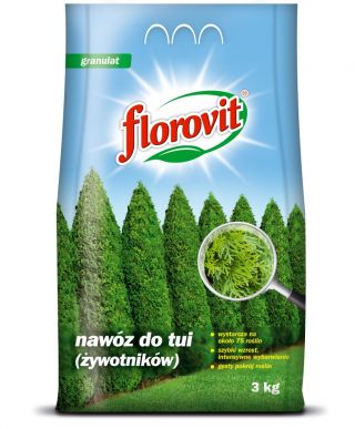 Nawóz do tui (żywotników) - szybki wzrost, intensywne wybarwienie - Florovit - 3 kg