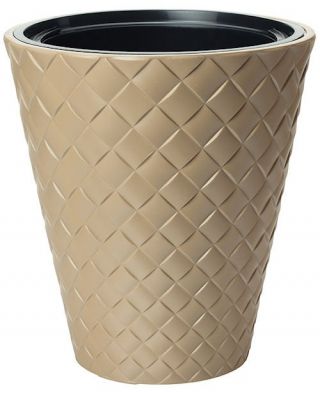 Doniczka okrągła z wkładem Makata - 40 cm - cafe latte