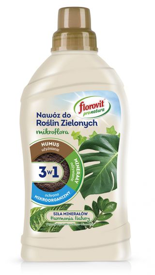 Nawóz do roślin zielonych 3 w 1 - użyźnia, odżywia i chroni - Pro Natura - Florovit - 1 l