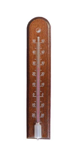 Termometr wewnętrzny drewniany - łuk - 45x205 mm - ciemny brąz